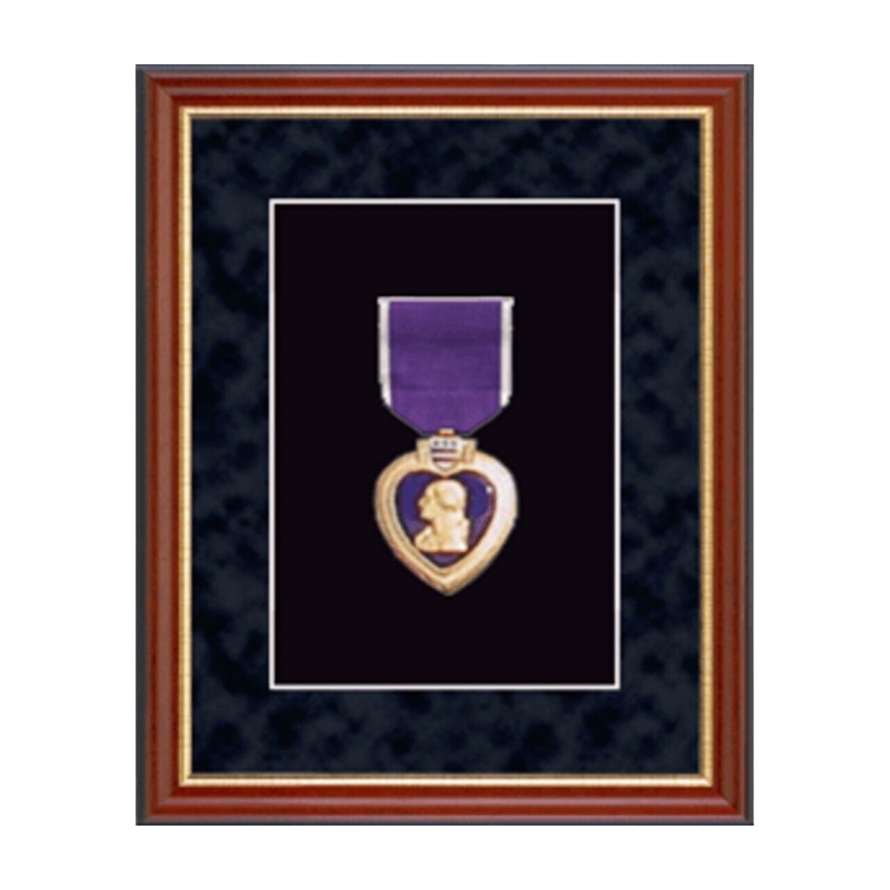 Framerly - Medal Frames and Display Cases 3"w x 5"h Medal Frame - Purple Heart Medal Frame - Cherry Moulding with Black Suede Matting